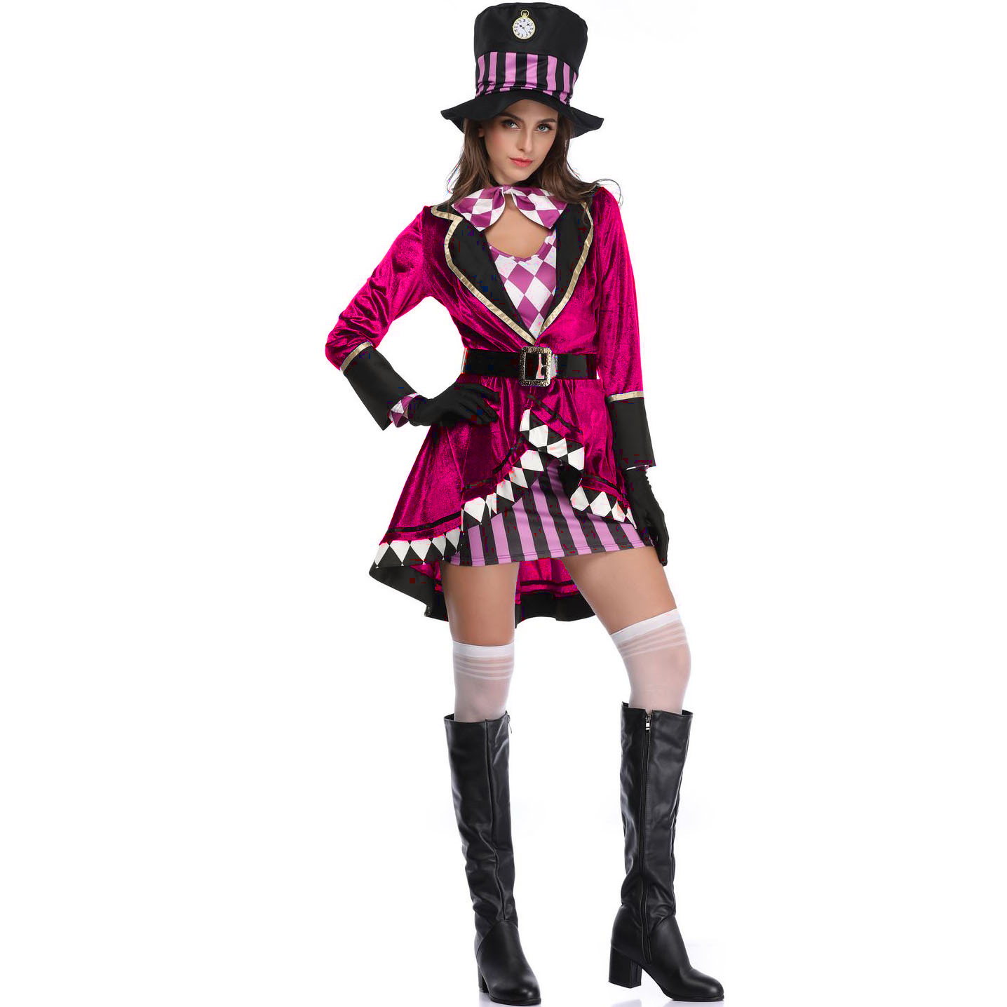 Womens Magician Clown Costume Circus Performance Outfit Fancy Dress For Adults